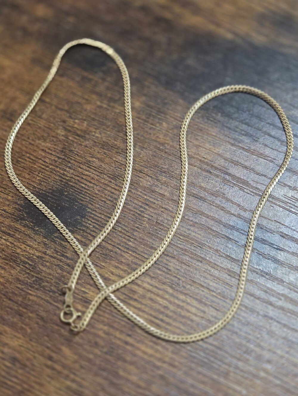 14K Yellow Gold Herringbone/Flat Curb Chain Necklace – 18 Inches